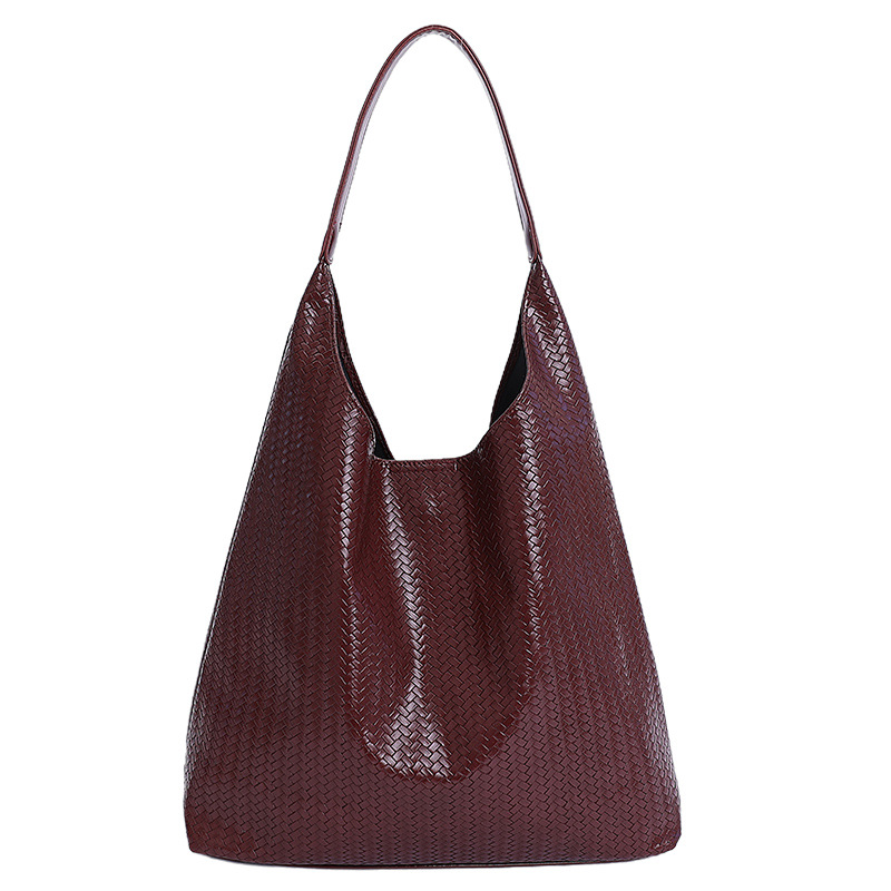 Transfronterizos de gran capacidad bolsa de cestas de verduras para mujeres 2025 otoño y invierno nueva bolsa de hombro retro tejida bolsas de cubo