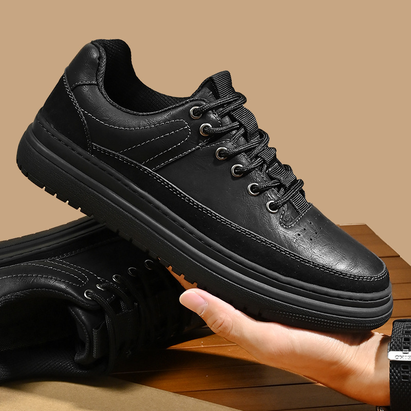 zapatos de cuero bajos para hombres, zapatos casuales de cuatro estaciones, zapatos casuales de estilo retro, zapatos de moda juvenil, zapatos para hombres.
