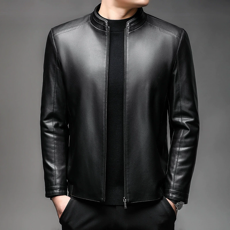 Весенний и осенний новый мужской кожаный воротник с бархатным пиджаком с вертикальным воротником зимний теплый пиджак кожаный пиджак мужской
