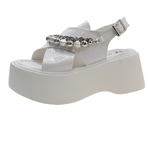 Thick-soled fashionable sandals for women's new hot summer exterior breathable sponge cake height-enhancing skirt niche style
