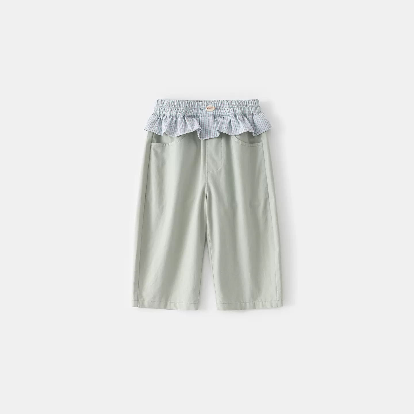 2026春季新款格子花边女童裤子纯棉 小童阔腿直筒裤宝宝休闲裤