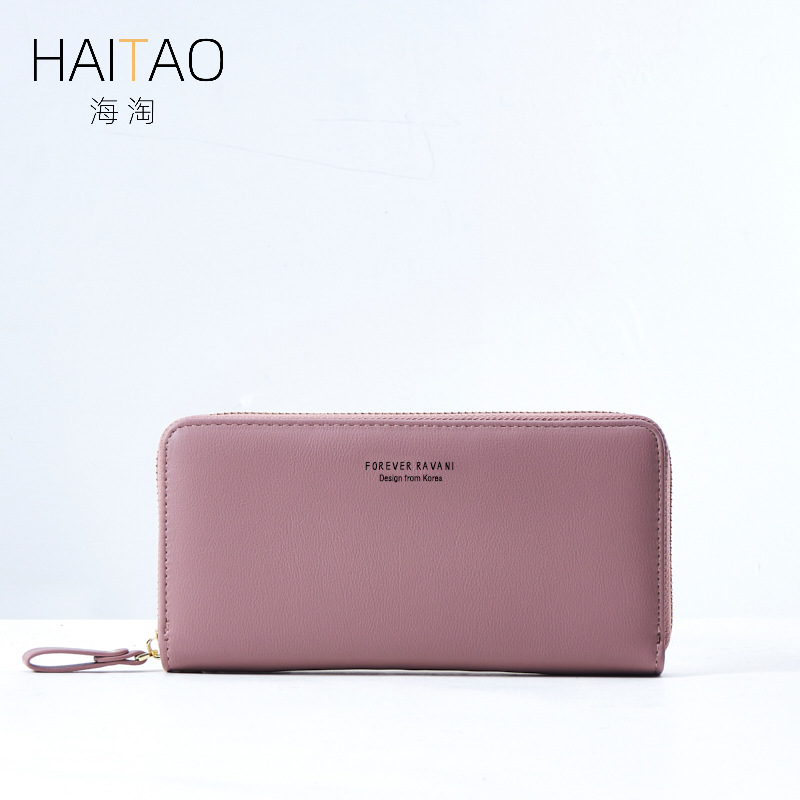 Nueva Cartera de mujeres largo 2024 primavera moneda monedero Cadena de color sólido cadena transfronteriza cremallera embrague al por mayor