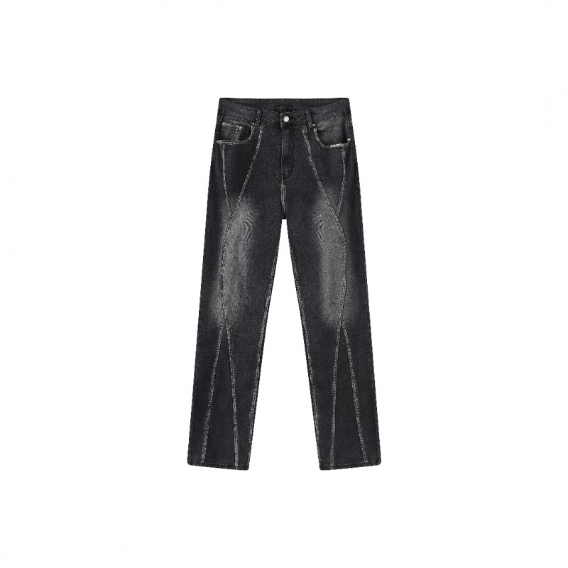 Jeans Rectos con Efecto Envejecido para Hombre de Poliéster para Uso Diario
