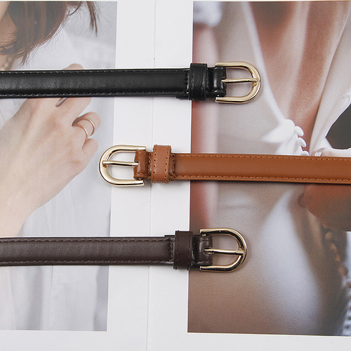 New pin buckle belt for women, high-end decorative belt for girls, simple casual Korean version, versatile thin belt
