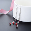 Accessory, long fashionable earrings pomegranate with tassels, Korean style, silver 925 sample, wholesale