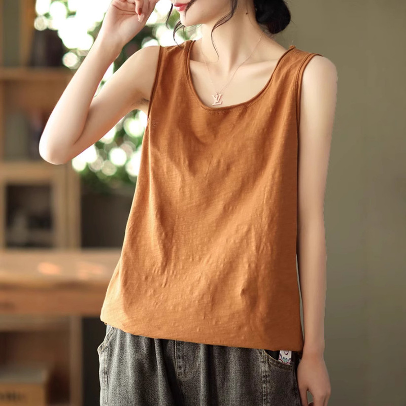 Versatile and Practical Small Sling Bamboo Cotton Comfortable Vest Loose Bottoming Layered Sleeveless Racer Vest