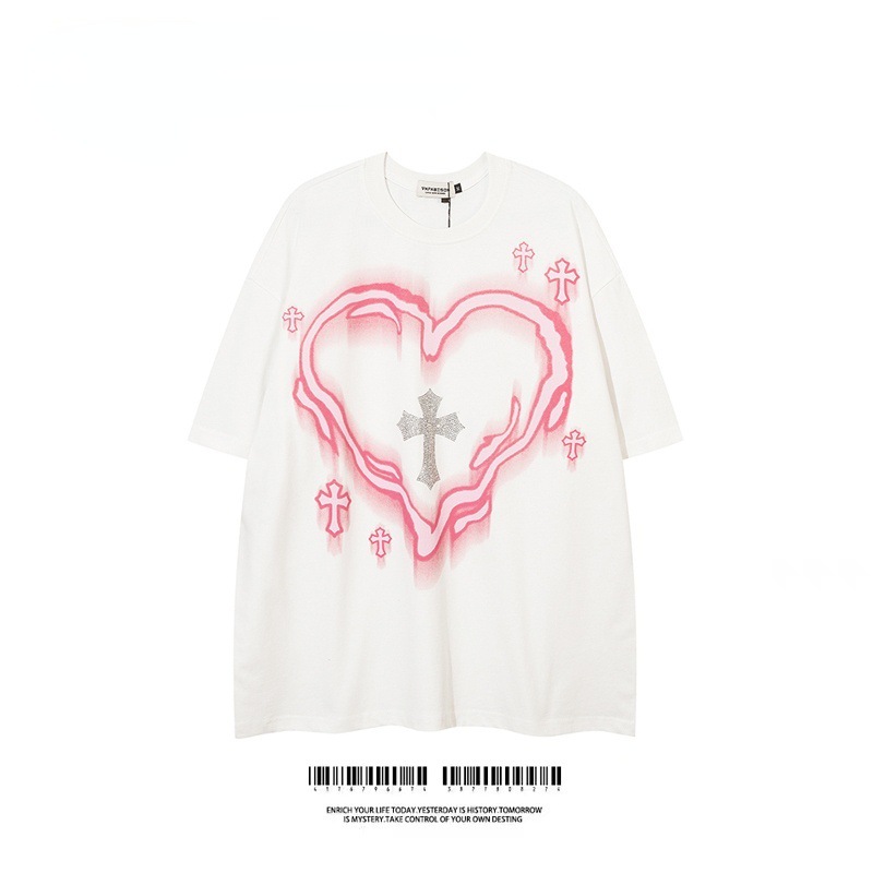 Camisetas de manga corta para hombre y mujer, verano 2025, estilo casual americano, corte holgado, talla grande, versátil, estilo hip-hop, camiseta moderna para hombre y mujer.