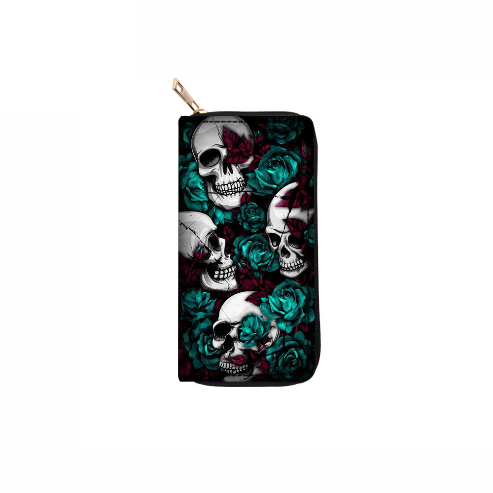 Unisex Printing Skull Pu Leather Zipper Wallets display picture 2