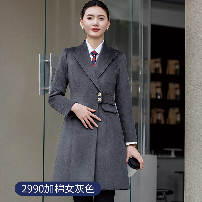 高级感职业毛呢大衣女士中长款气质呢子外套加厚银行珠宝酒店工装|undefined