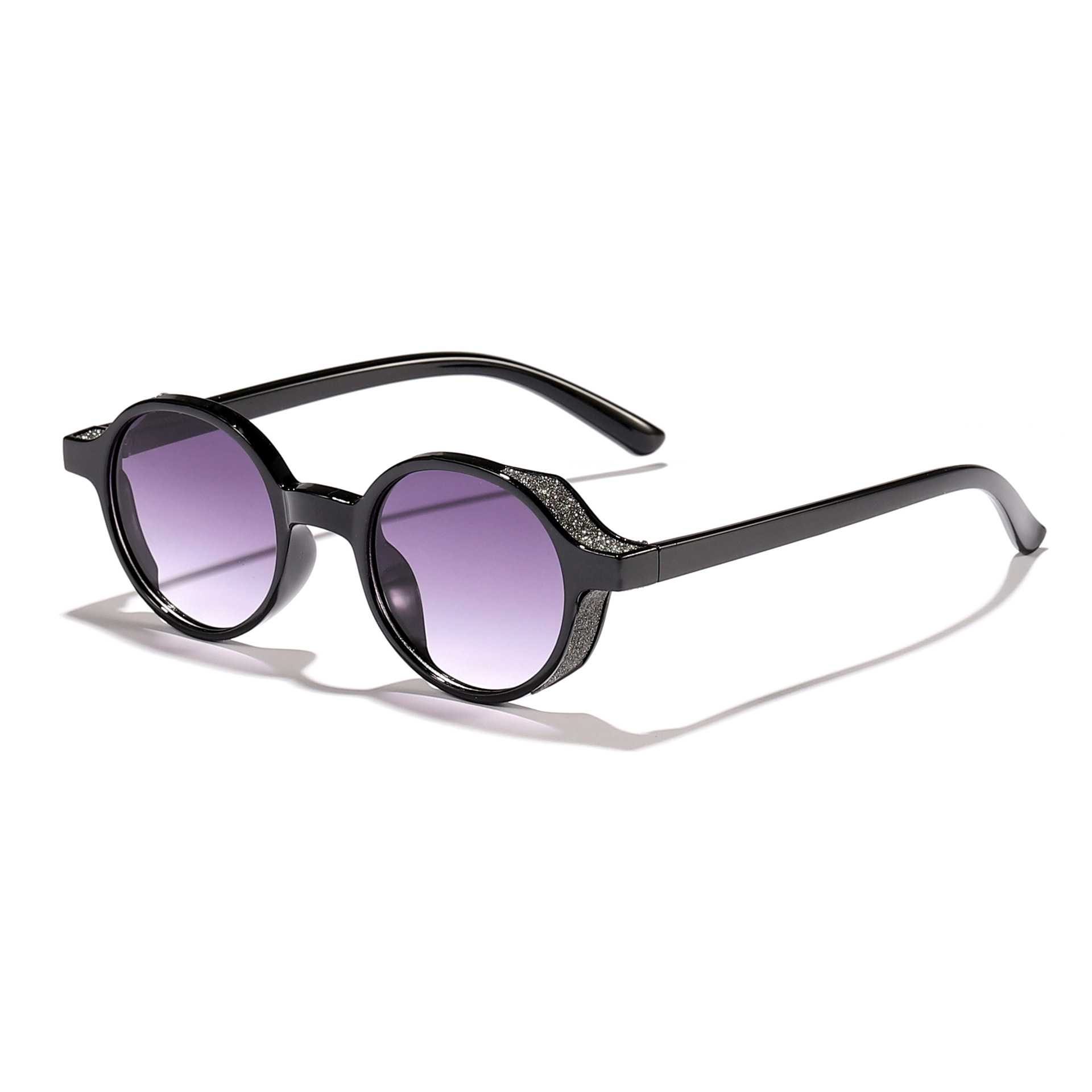 Nuevas gafas de sol de montura redonda de destello fino y moderno retro para hombres y mujeres Gafas de sol anti-ultravioleta de moda al aire libre de alta gama