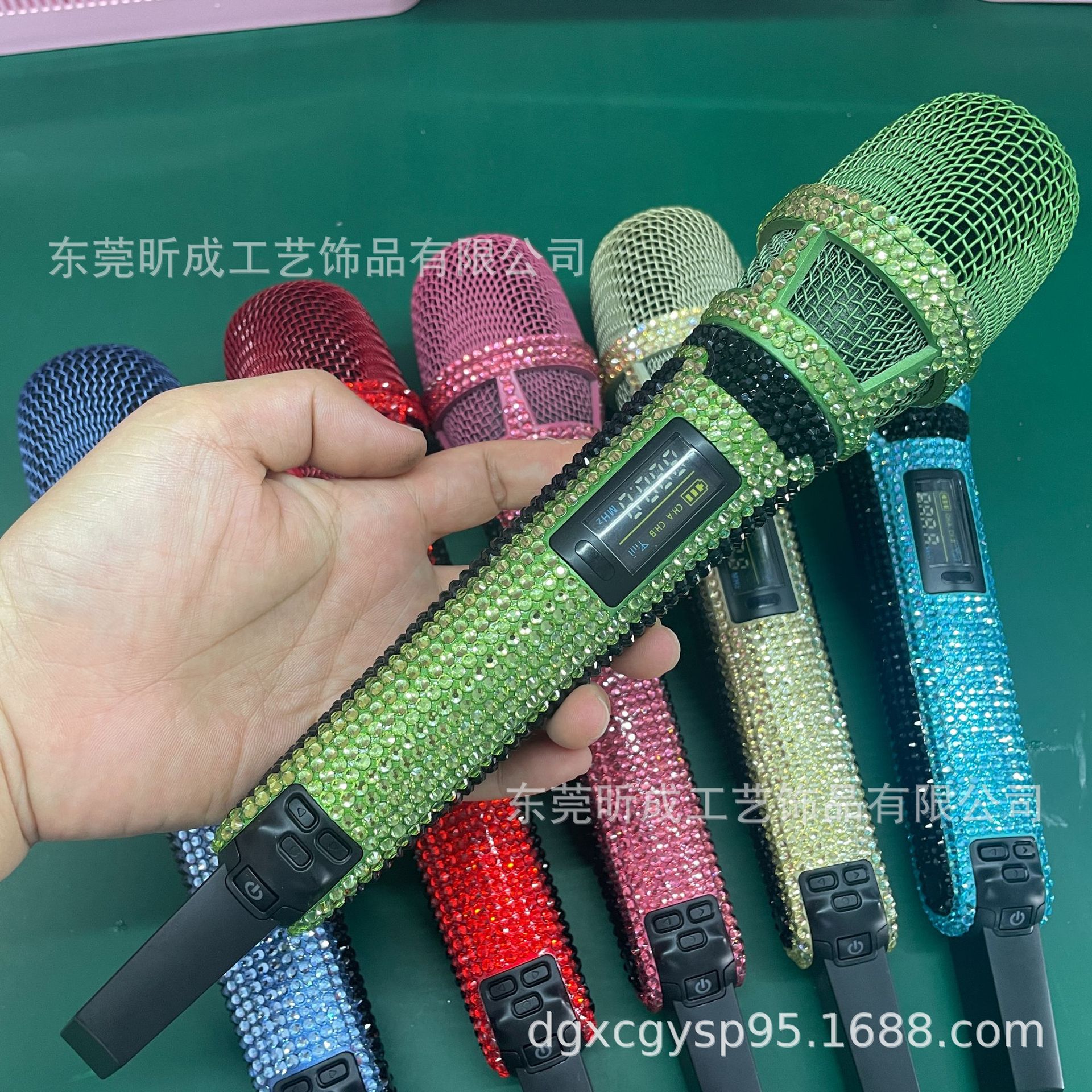 Cross-Border Microphone with Diamond-Encrusted Professional Wireless Microphone with Diamond-Encrusted Stage Home Ktv Live Broadcast Microphone with Diamond-Encrusted Processing
