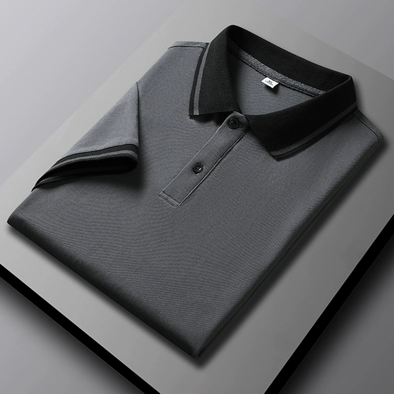 Мужская рубашка-поло с коротким рукавом, летняя, спортивная, из ледяного шелка, быстросохнущая, мужская футболка, деловой стиль, мужская одежда