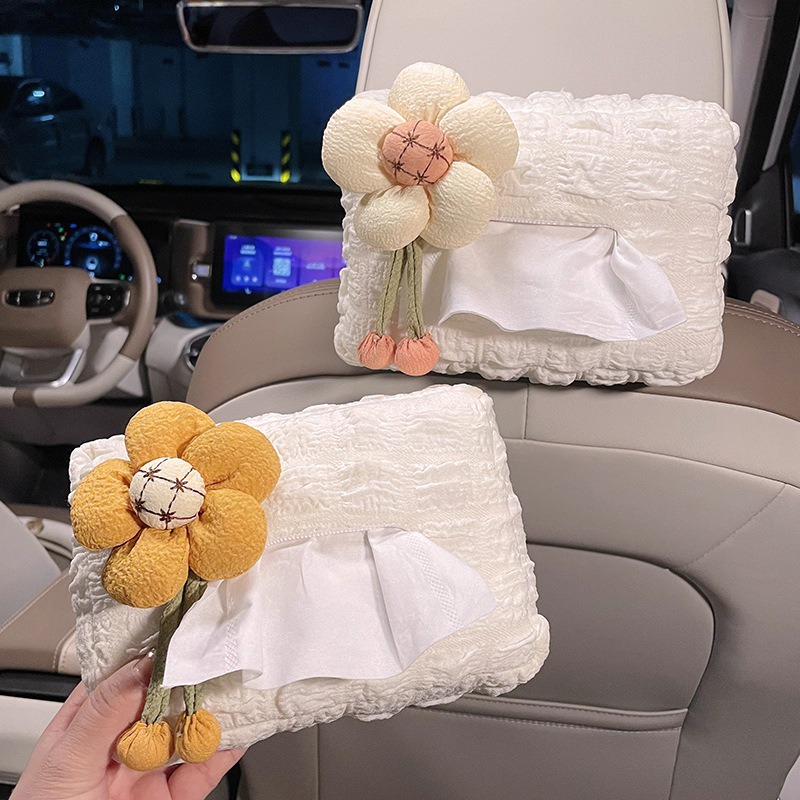 Caja de toallas de automóvil encantadora sensación de alto nivel de automóvil extracción de papel bolsa colgante brazalete sombrilla toallas de papel decoración interior