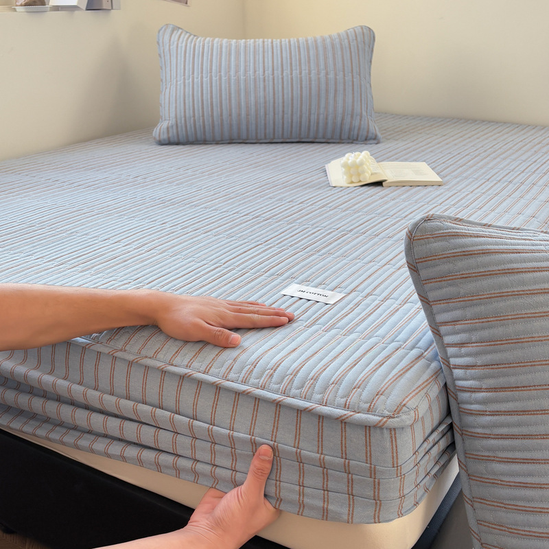 2026 New Model All-Cotton Yarn-Dyed Washed Cotton Plaid Quilted Cotton Bed Sheet, Pair of Pillowcases, Quilted Version - Modern 2026 New Model All-Cotton Yarn-Dyed Washed Cotton Plaid Quilted Cotton Bed Sheet, Pair of Pillowcases, Quilted Version - Modern