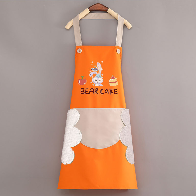 エプロンキッチン家庭用女性韓国版かわいいカップル防水防油料理ウエスト作業服印刷ロゴ印字|undefined