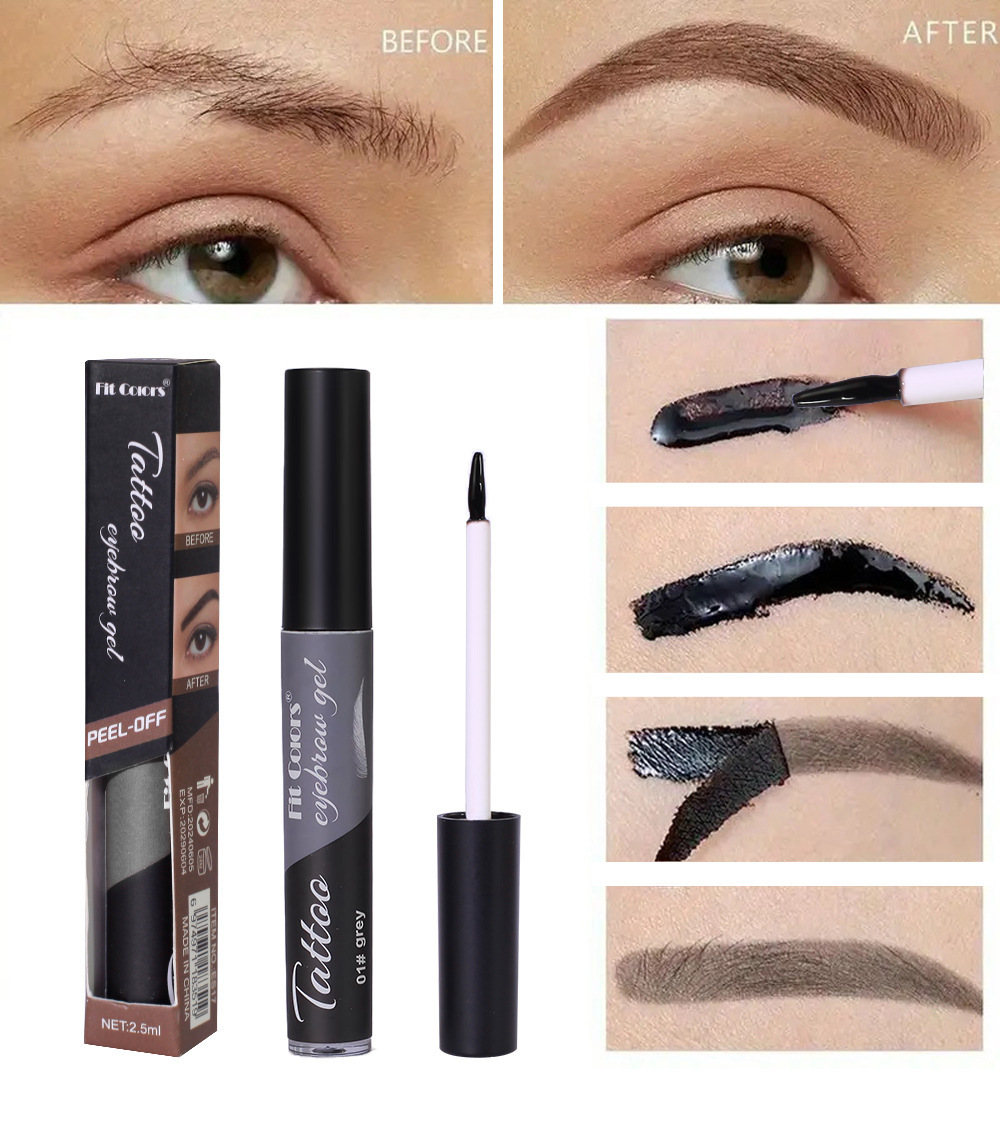 Fit Colors 4-color peel-off eyebrow Gel is water-resistant and does not smudge. It is a three-dimensional eyeliner and eyebrow gel undefined
