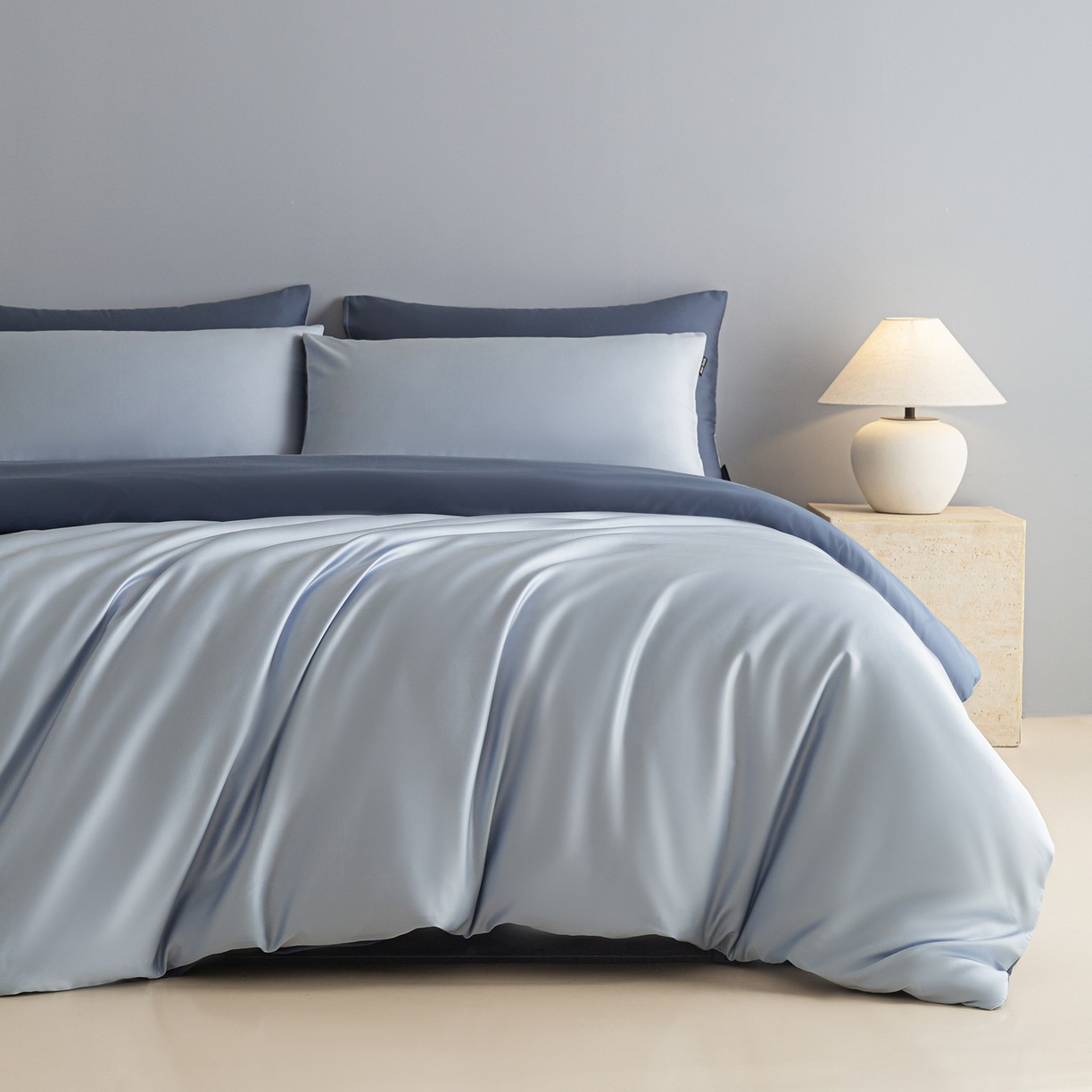 Satin Cotton Bedding Set Two-tone High Thread Count Pure Cotton_voghion.com