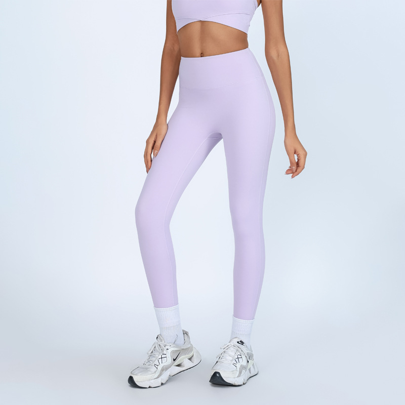Pantalones básicos desnudos de yoga sin líneas avergonzadas, pantalones de gimnasio de cadera para correr, pantalones deportivos de secado rápido para mujeres