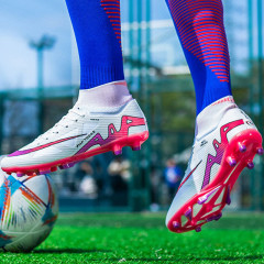 跨境外貿2024新款足球鞋男高幫草地長釘TF碎釘訓練運動鞋football