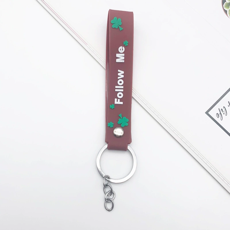 Creative car keys, handheld keychain PVC, silicone doll, four-leaf clover