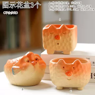 厂家批发卡通小丑鱼动物多肉花盆陶瓷中小口径透气陶土可爱工艺品