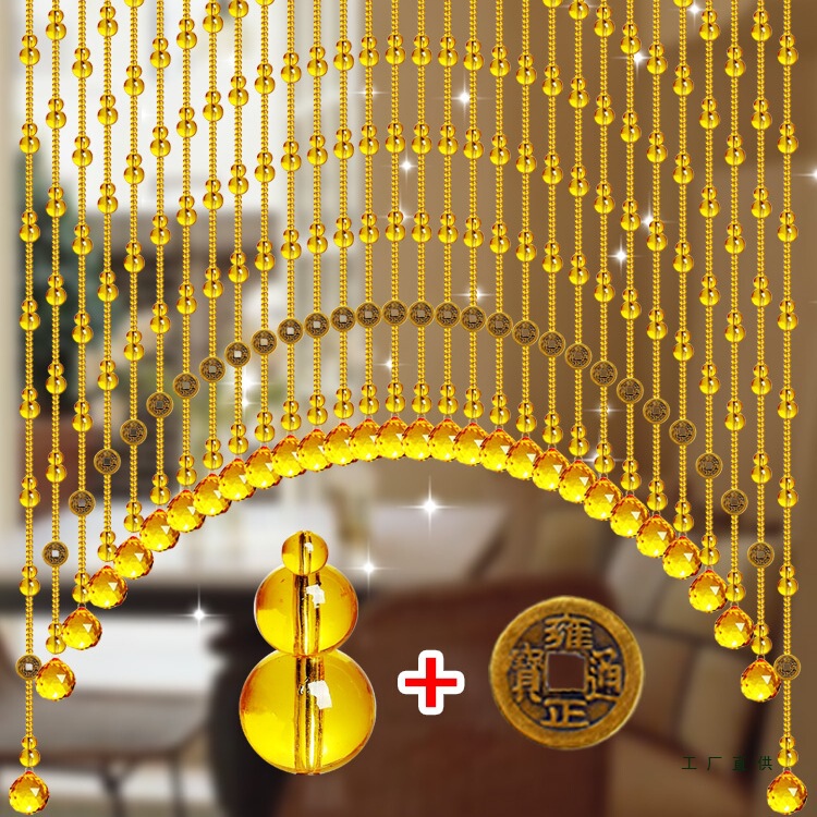 Crystal Bead Curtain Partition Curtain 2025 New Yellow Gourd Living Room Door Curtain Bathroom Entrance Beads Punch-Free