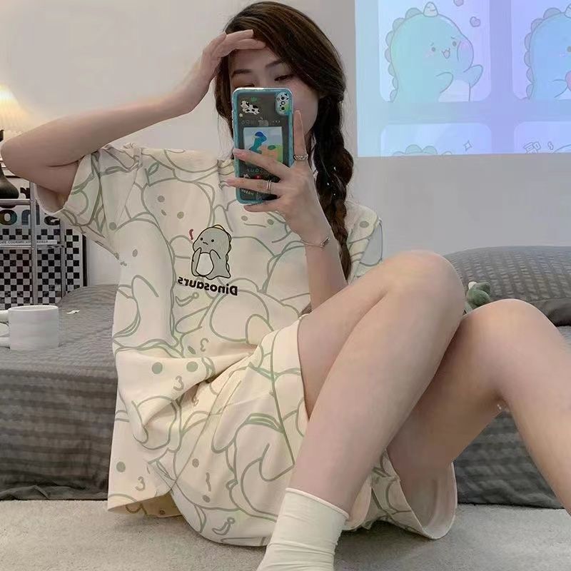 Foreign Trade Cross-Border Wholesale 2026 New Model Women's Summer Thin Short-Sleeve Cute Pajamas for Home Wear, Soft and Cozy
