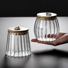 高硼硅玻璃茶叶罐竹制厨房用品密封储物罐家用简约透明收纳瓶子
