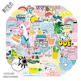 100 pieces ins fresh Cute graffiti stickers mobile phone luggage notebook scooter water Cup refrigerator stickers