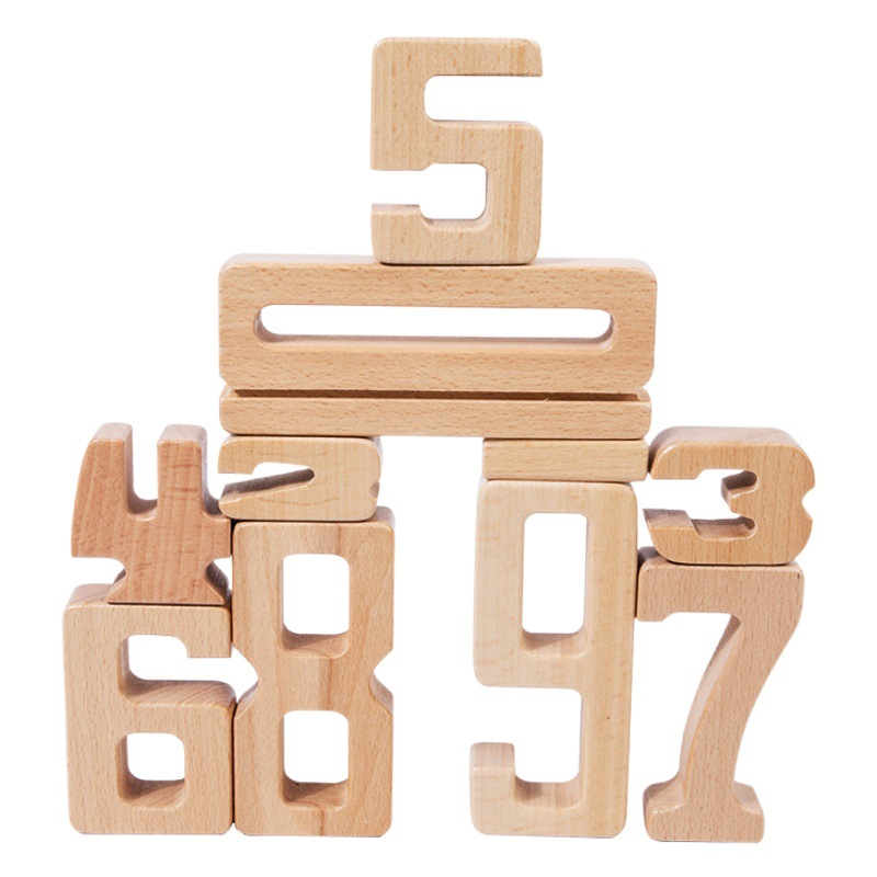 Montessori madera color primario de los niños bloques de construcción digital bebé computación cognición digital edificio aleatorio educación temprana juguetes educativos