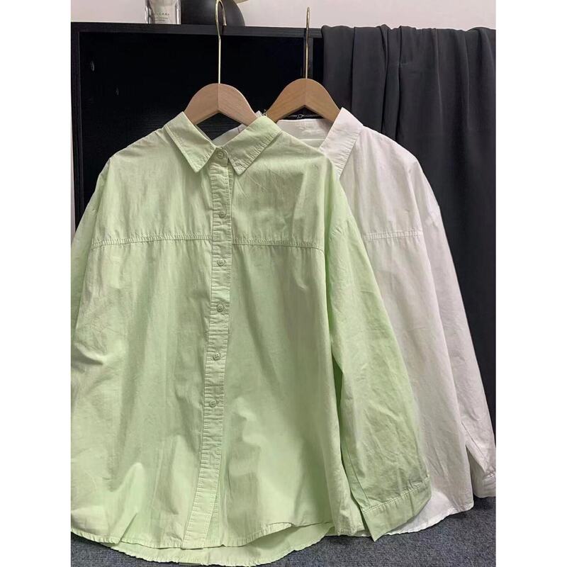 High Quality Cotton White Shirt Women's Inner Wearing Outer Wearing Early Spring New plus size Top Design Niche Long Sleeve Shirt
