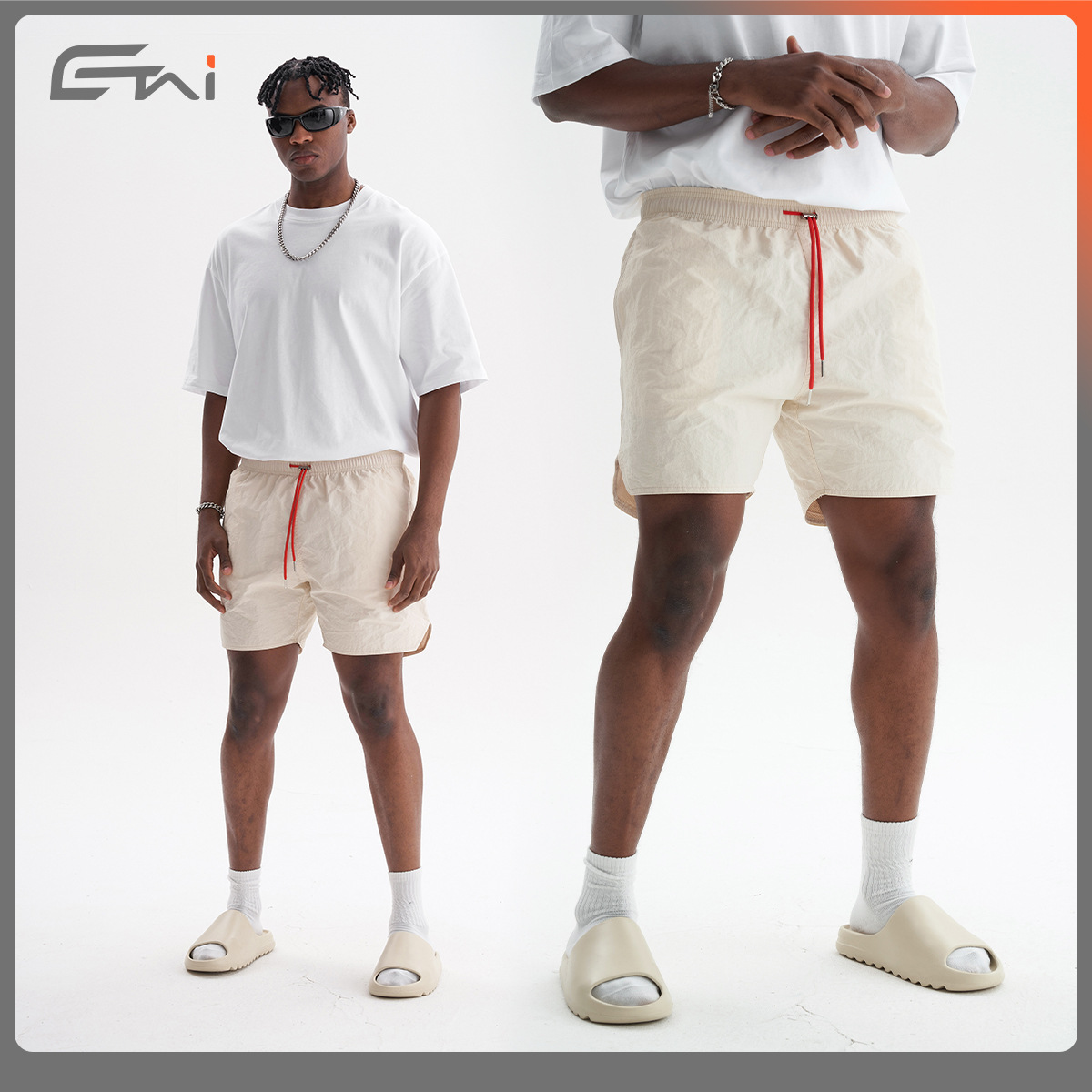 ETAI para hombre | pantalones cortos deportivos de nailon de alta calidad casuales sueltos pantalones de cinco puntos para hombre de secado rápido delgado de verano