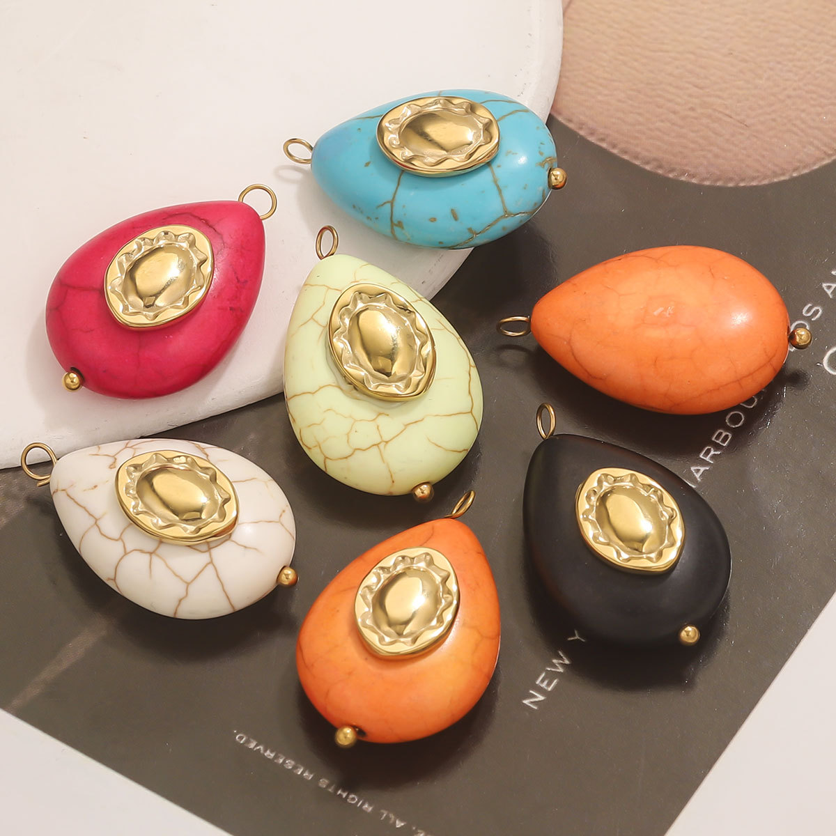 Nuevo acero inoxidable gota de piedra imitación de piedra natural agujas dobladas hechas a mano accesorios DIY accesorios al por mayor