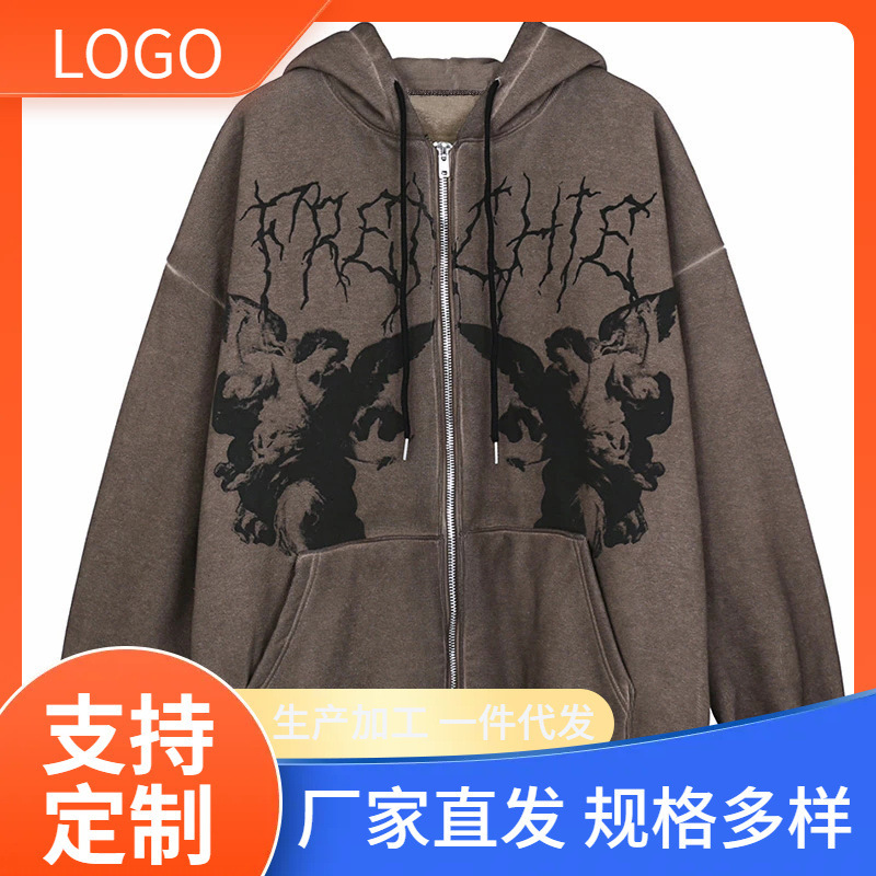 Customized European and American New Hoodies, Sweatshirts, Couple Style Loose Street Sports Zipper Cardigans Y2K Men's Jackets Customized European and American New Hoodies, Sweatshirts, Couple Style Loose Street Sports Zipper Cardigans Y2K Men's Jackets