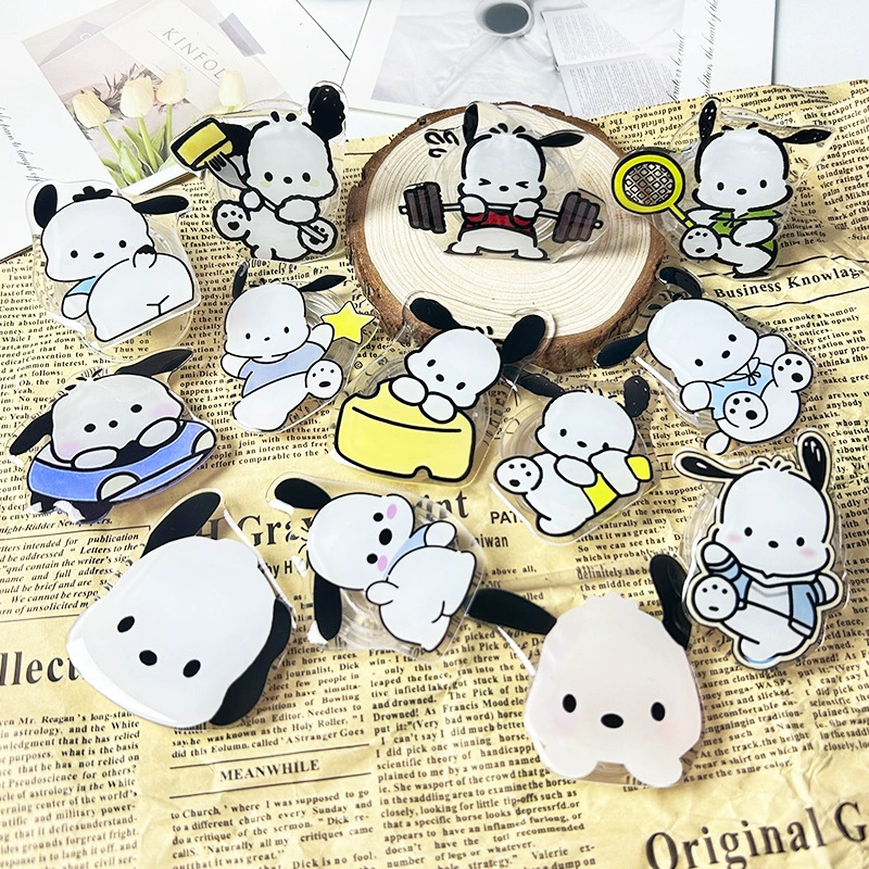 Чехол для телефона с подставкой-подушкой безопасности, акриловый, серия Pochacco, выдвижной, с плоским пазом, складной, портативный, противоударный, для хранения