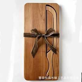 木制面包刀砧板组合套装桌面吐司法棍切割锯带托盘便携式吐司切板