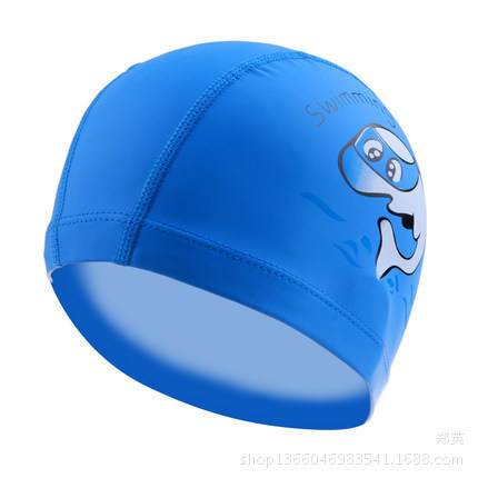 Children's cloth hat is comfortable and does not strangle the head, solid color PU coating for boys and girls, new style dolphin swimming cap wholesale
