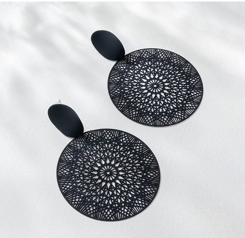 Daily Occasion Metal Material Retro Round Water Droplets Stoving Varnish Metal Drop Earrings