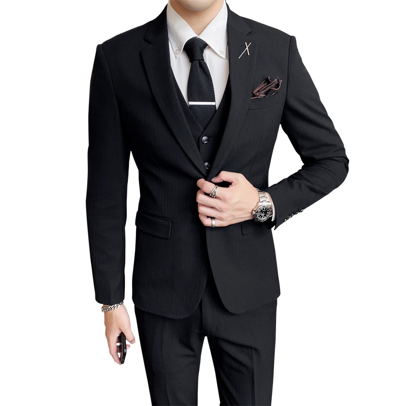 男性のスーツのスーツのビジネススーツの3つのセットの青年のファッションの1粒のボタンの西の新郎の服の連れ合いのスーツ