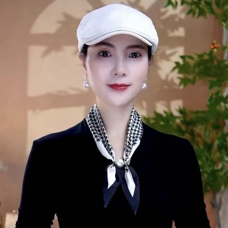 【冰丝缎珠珠蝴蝶结小丝巾】时尚百搭吸扣丝巾|undefined