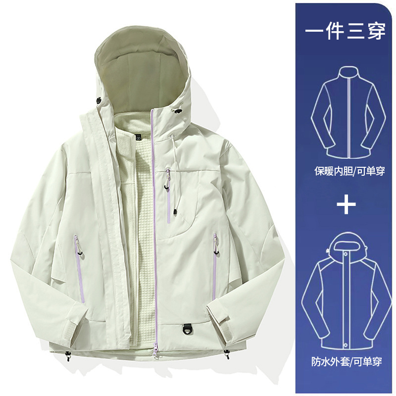 Kongshan アウトドアジャケット女性の秋と冬のハードシェル防風性と防雨機能ジャケットアウトドアフード付き登山ジャケットトレンディなブランド男性|undefined