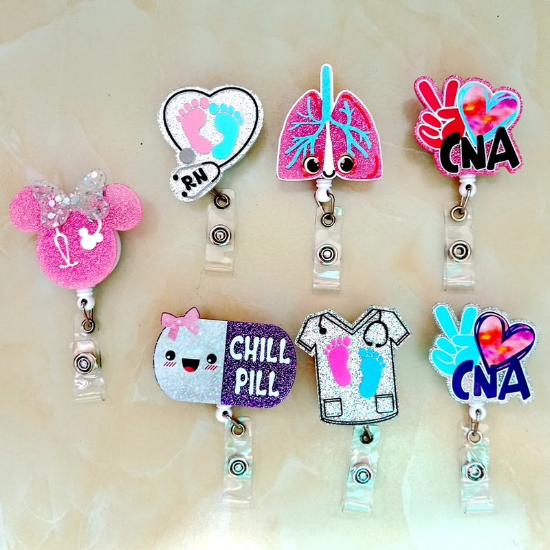 Amazon Medical Care Easy Pull Buckle ID Buckle Telescopic Buckle Cartoon Lanyard Employee ID badge Buckle