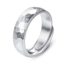 S999纯银国风手工锤纹 足银戒指男女情侣对戒女哑光复古足银饰品
