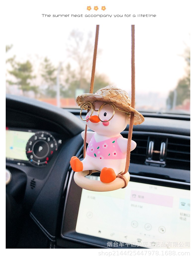 Cross-Border Original Manufacturer Swing Duck Car Hanging Ornament, Duck Aromatherapy Car Rearview Mirror Hanging Decoration, Car Hanging Decoration