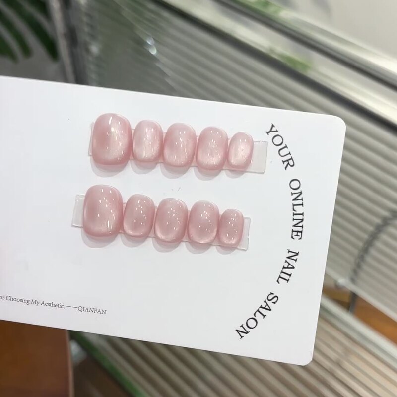 Nai Fu Solid Color Glass Bead Cat Eye Manicure Nails Wearable Nails Pure Handmade Finished Product Whitening Removable Fake Nails Nai Fu Solid Color Glass Bead Cat Eye Manicure Nails Wearable Nails Pure Handmade Finished Product Whitening Removable Fake Nails