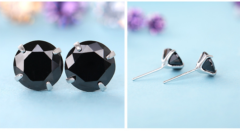 s925纯银四爪水钻耳钉 韩版女韩国小耳饰品 欧美