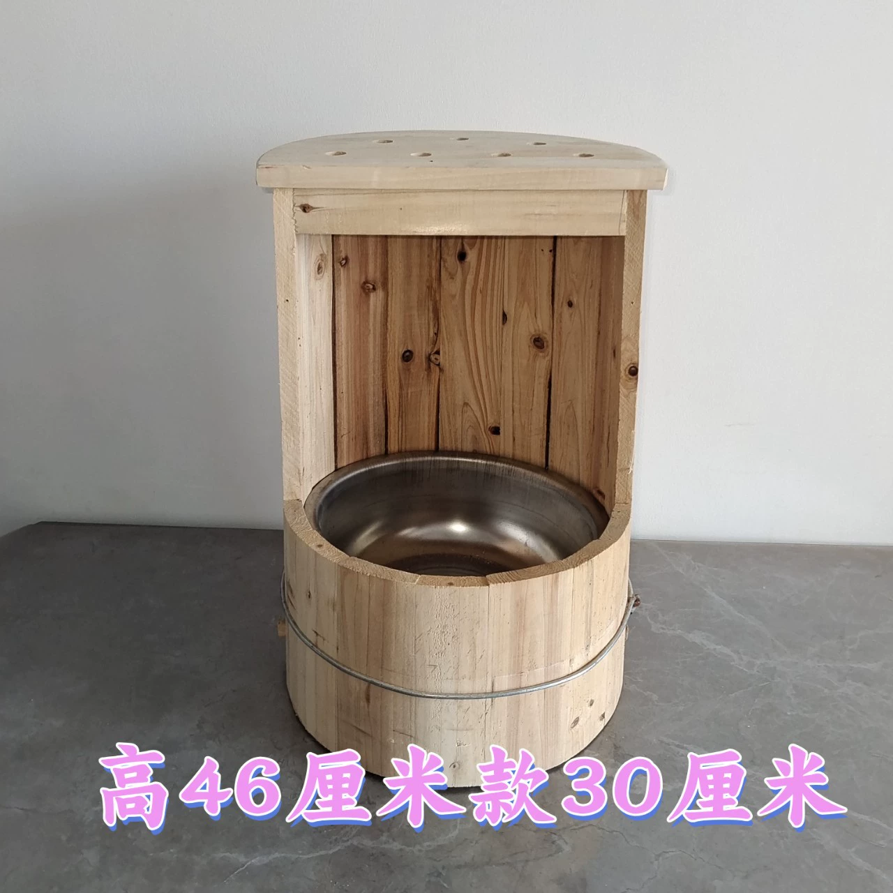 Портативное ведро для угля из цельного дерева в винтажном стиле, натуральный цвет дерева, высота 32 см, для домашнего отопления.