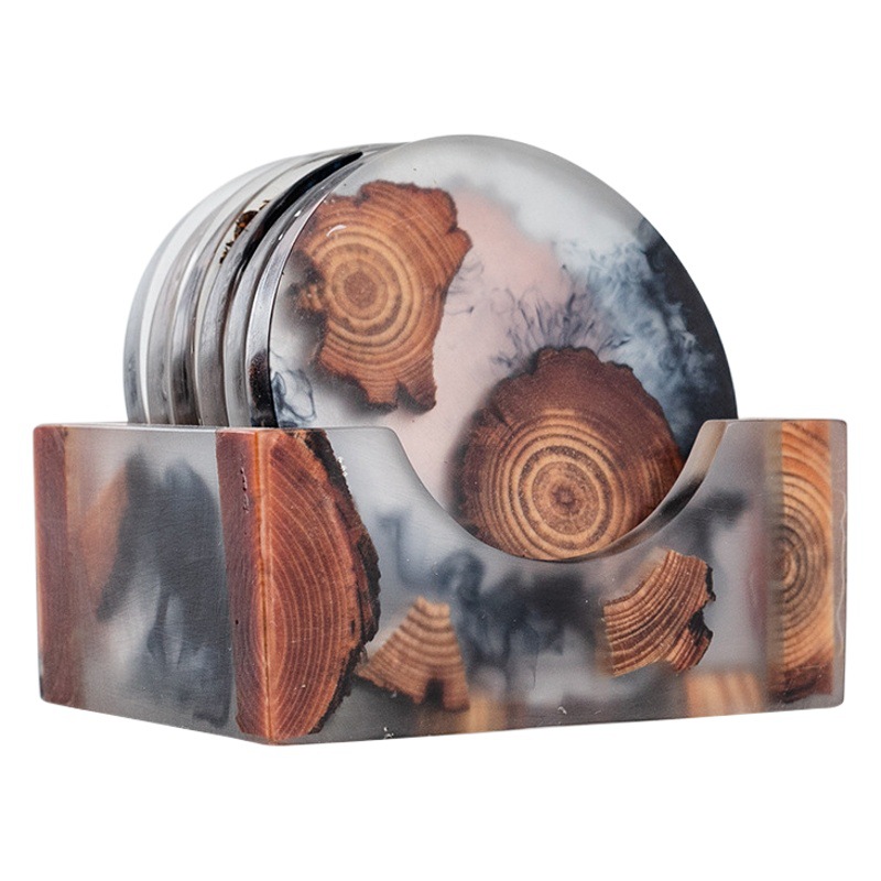 Taza de té de madera de estilo japonés estera de aislamiento de resina portavasos simple Junta creativa ceremonia del té partes hogar yabei Mat té