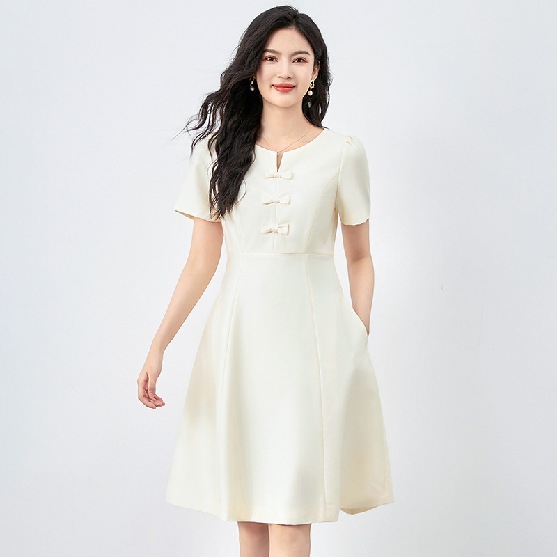 Đầm suông nữ midi tay ngắn họa tiết hoa nhí — 2419503 - Hồng chi tiết 8