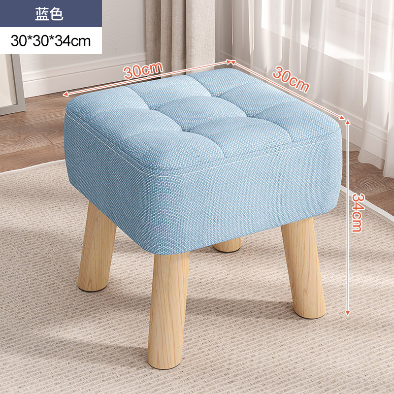 [원목 스툴다리/분리형 표면] 블루 34cm(높이)
